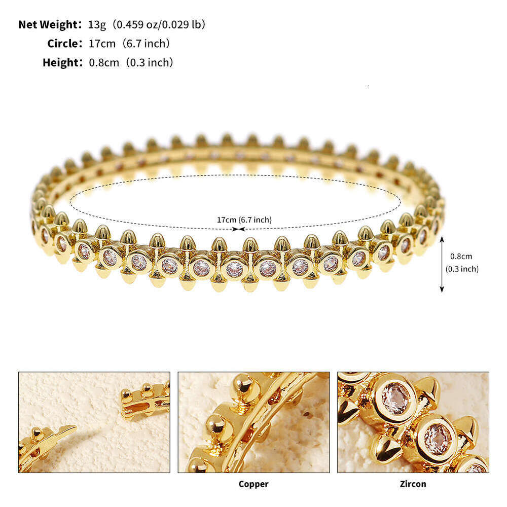 Gold tone designer bracelet for women fashion high-end versatile metal luxury jewelry bullet head moissanite chain full diamond bracelet hollow openin