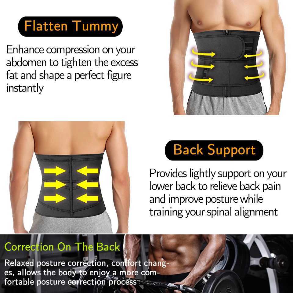 Mens Waist Corset Sweat Trimmer Belt Fitness Cincher for Weight Loss Slimming Body Shaper Workout Fajas Modeling Straps W250910
