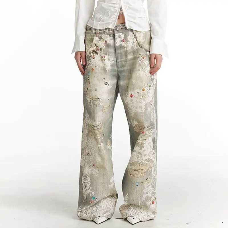 2025 American straight trousers retro old graffiti 3D printed jeans men and women ins high street hip hop street wear Z250910
