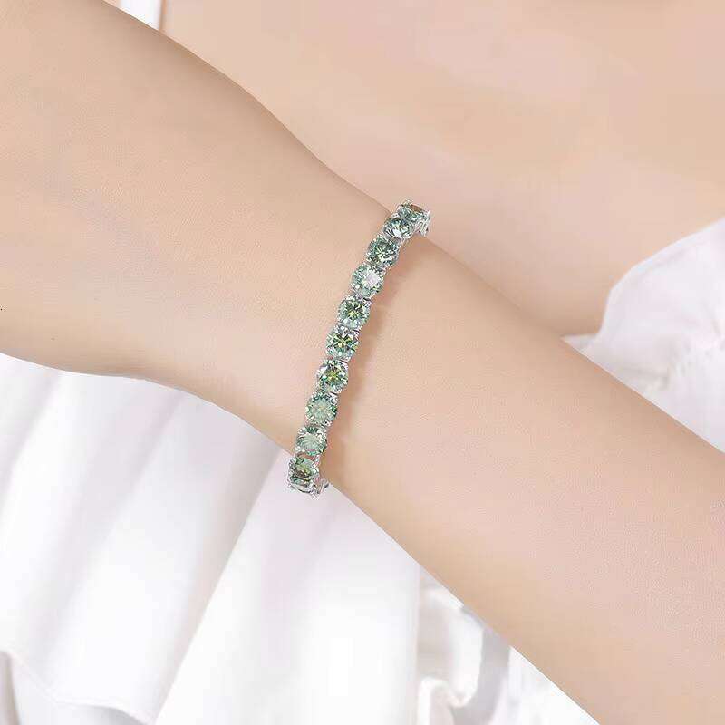 S Sier Green Dia Tennis Bracelet Both Men Women's Factory Wholesale Elegant Moissanite Bracelets Bangles