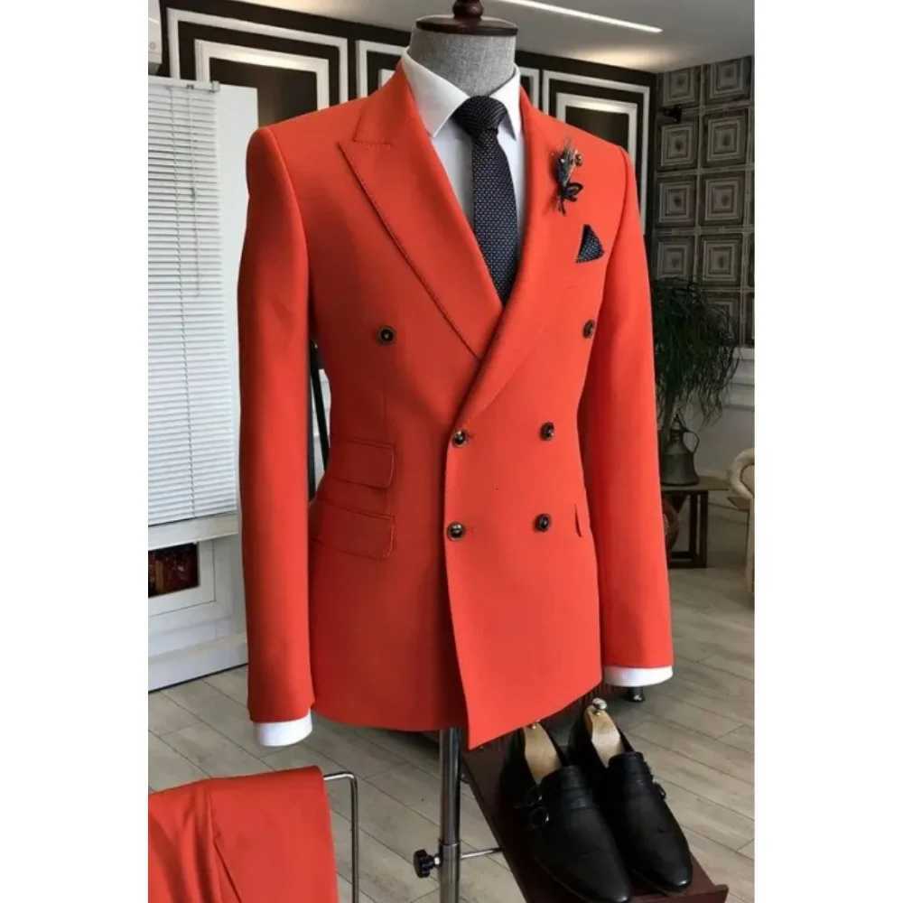 Mens suit with lapel double breasted custom wedding best man tuxedo PROM suit for men W250910