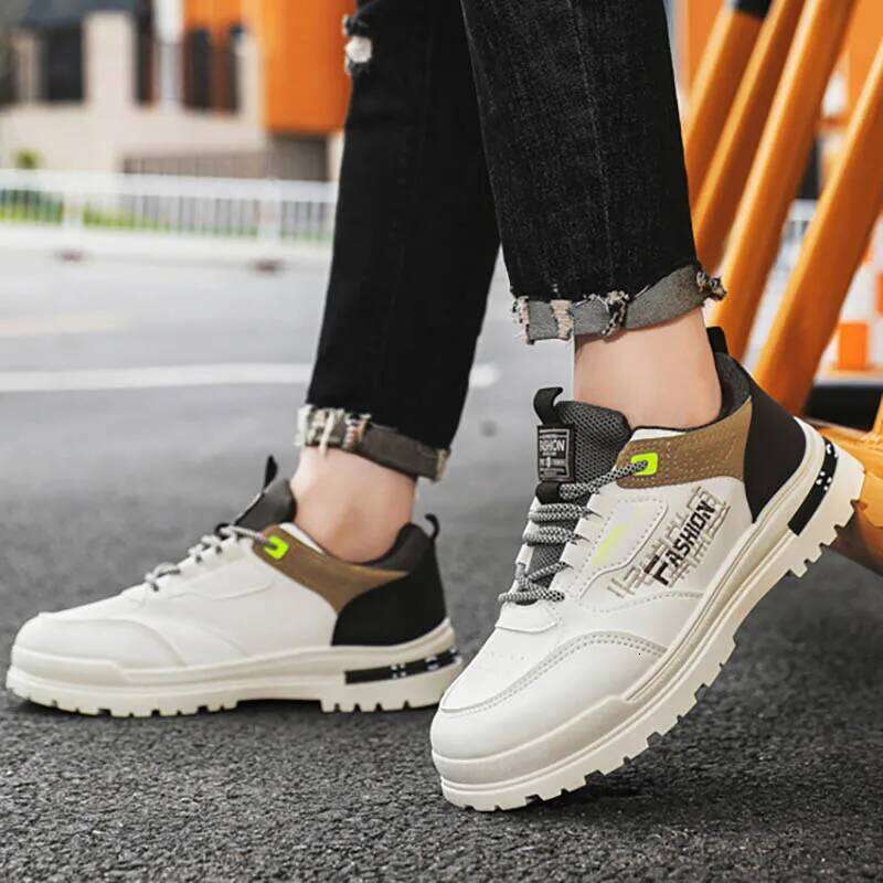 2025 Summer Men's Shoes Sports Sneakers Casual Board Shoes Breathable Leather Thick-sol ed Walki ng Shoes