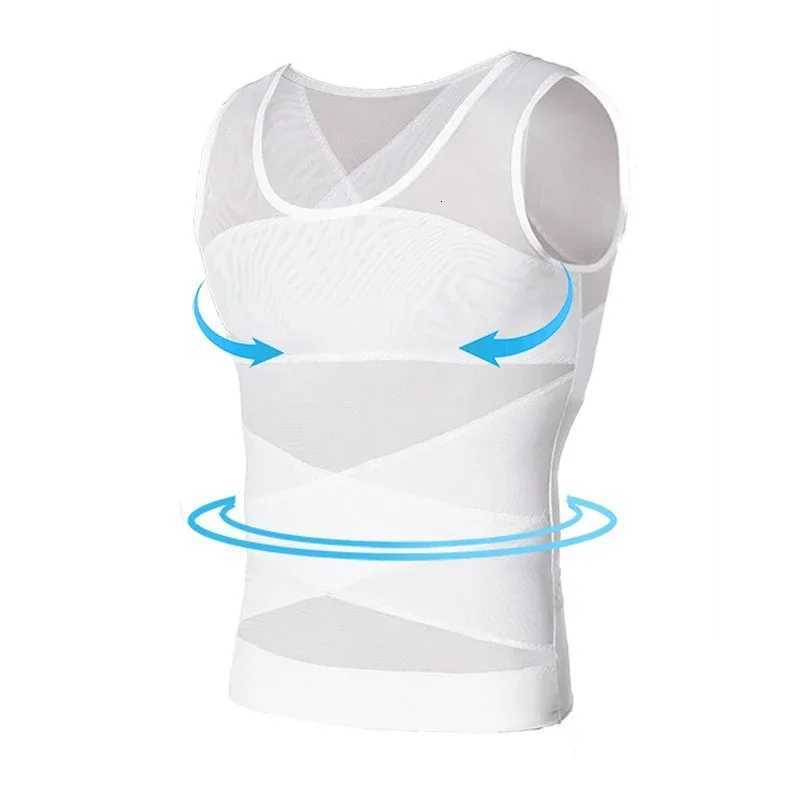 Chest Compression Vest Men Gynecomastia Body Shaper Posture Corrector Slimming Waist Control Tummy Trimmer Mesh Tops Large Size W250910