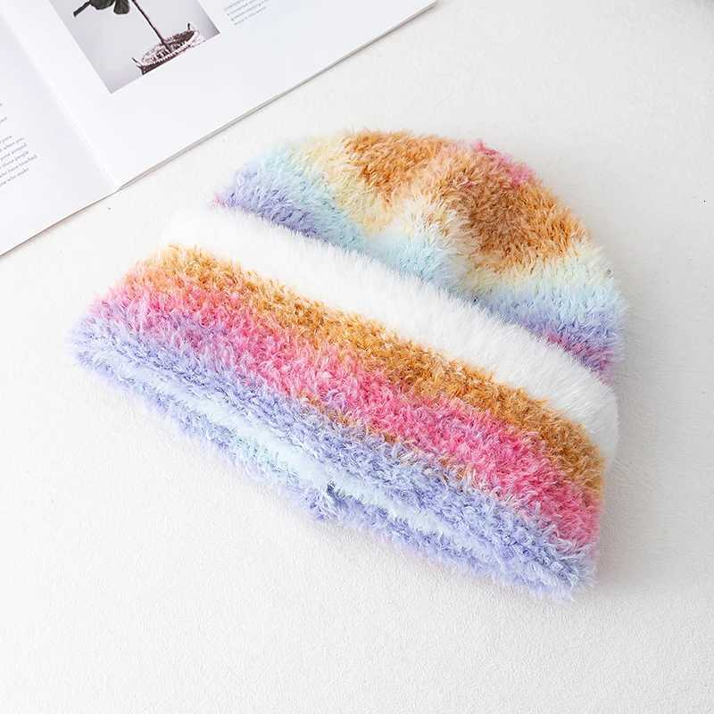 Hot Sa Loose Dandy Hat Lazy Sty Gradient Beanie Hat Fashion Winter Hats For Wen Streetwear Mticolour Warm Hats For Girl G250910