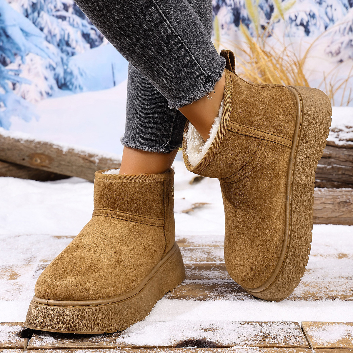 Free shipping Designer Boots Womens winter thick soled anti slip short sleeved cotton boots with added fleece insulation
