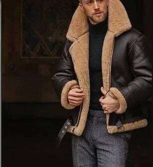 Designer Clothing 2025 Sleeve Coats Winter Jackets Leather And Fur Integrated High Quality Thick Dark Coffee Colored Long Sleeves Men Clothing Luxury 