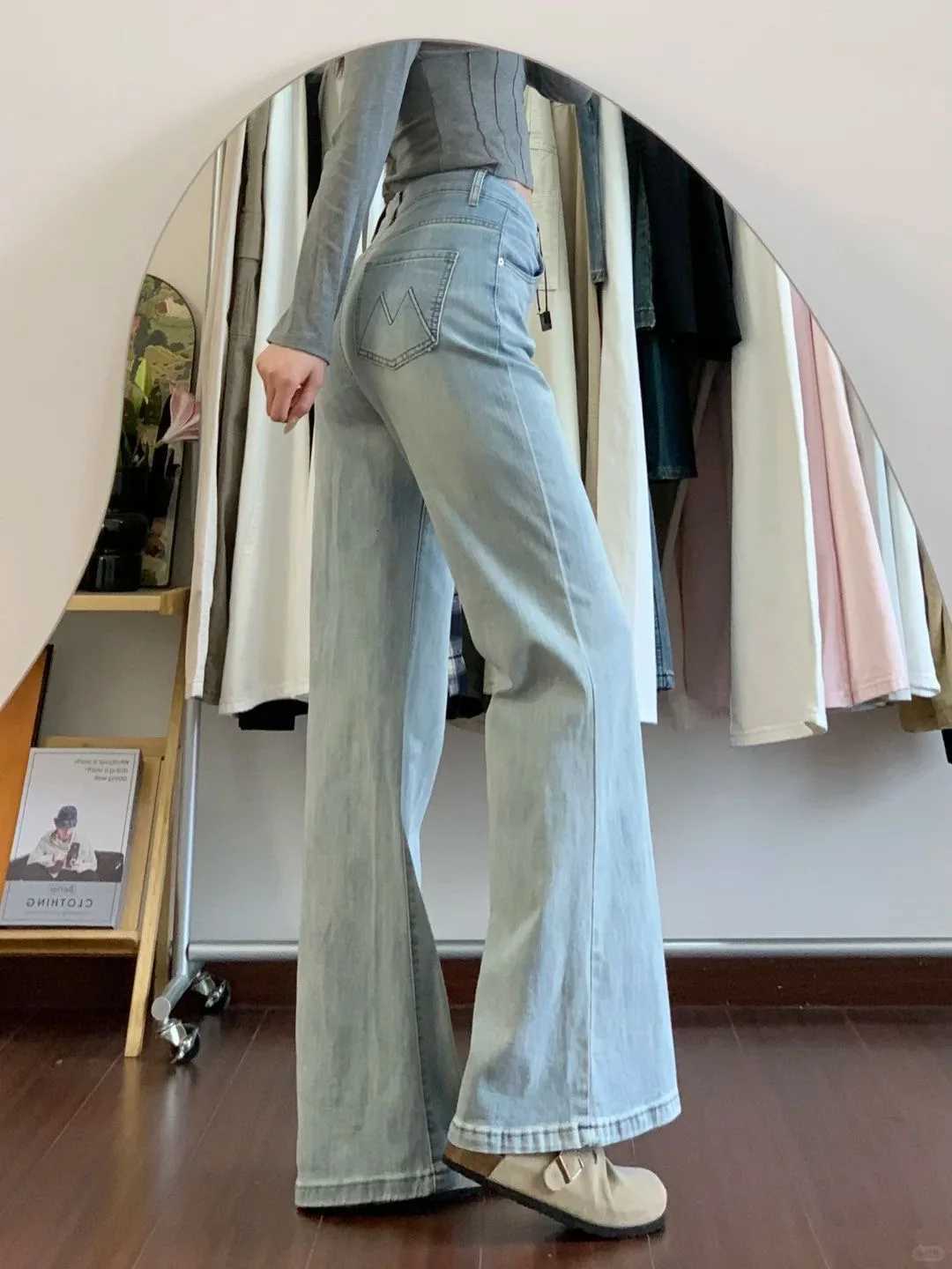 Botvotee Retro Classic American Vintage Denim Jeans for Women High Waisted Straight 1950s1960s Inspired Jeans Light Blue Pants Z250910
