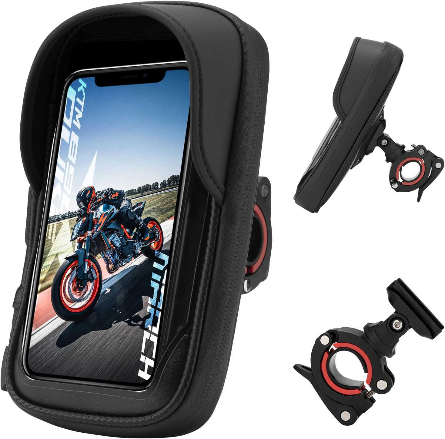 360 Rotatable Waterproof Phone Holder with Quick Release Touchscreen Storage Bag for Smartphones Under 7 Bicycle Accessories for Mountain Road Electri