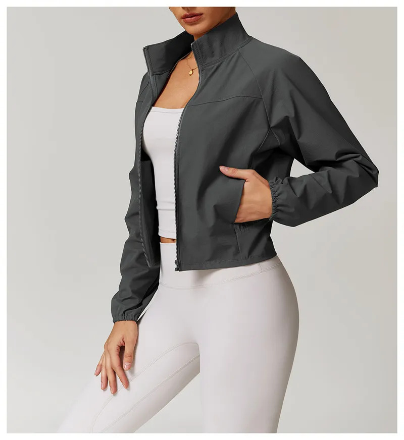 Hot sale yoga Women Jacket Sports Coat Windproof Yoga Clothes Quick-drying Long Sleeve Top Zipper Fiess Cardigan
