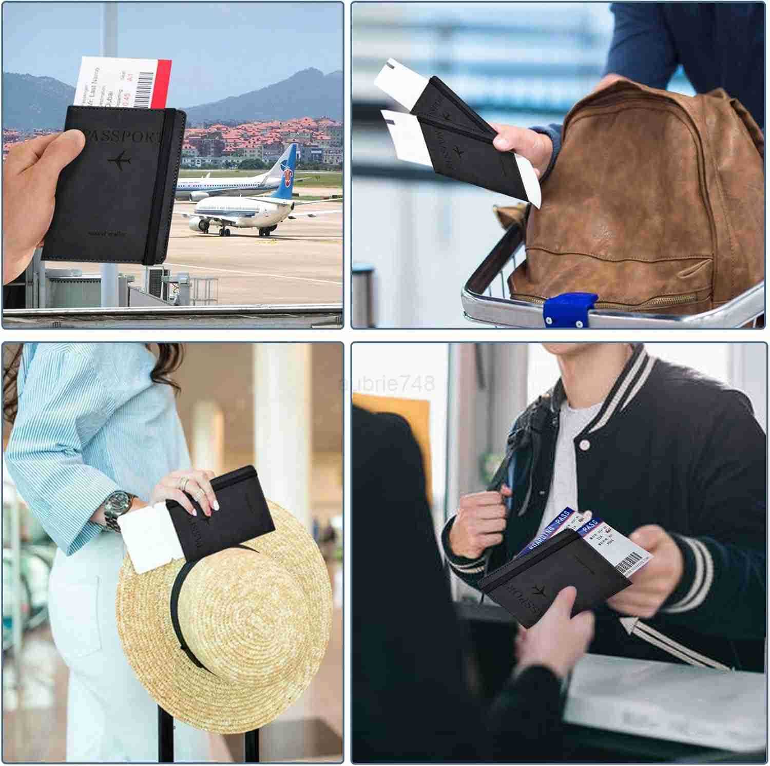 Passport Holder Passport Cover with CARD Slot and Boarding Pass Slot Combo Passport Wallet Case Book Travel Must Have RFID Blocking Leather Travel Acc