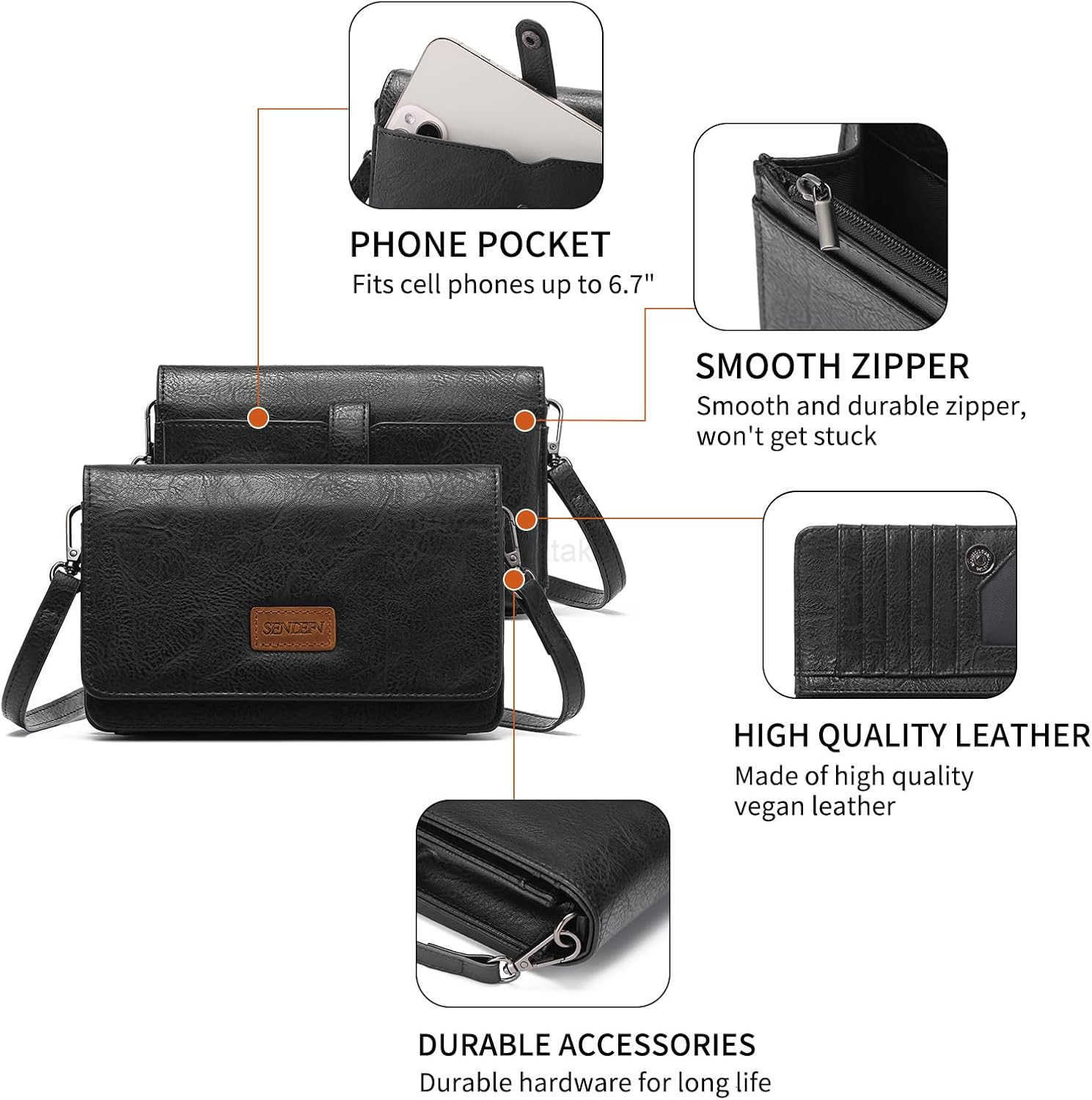 Small Crossbody Bags for Women Leather Cell Phone Purse Wallet with ID window and Card Slots Z250910