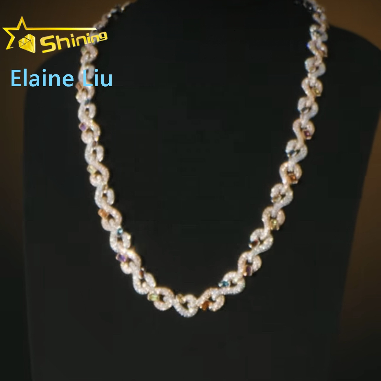 Iced Out 925 Sterling Silver Moissanite Fine Jewelry Luxury Fashion Hip Hop Cuban LinkMiami Cuban Link Chain Necklace
