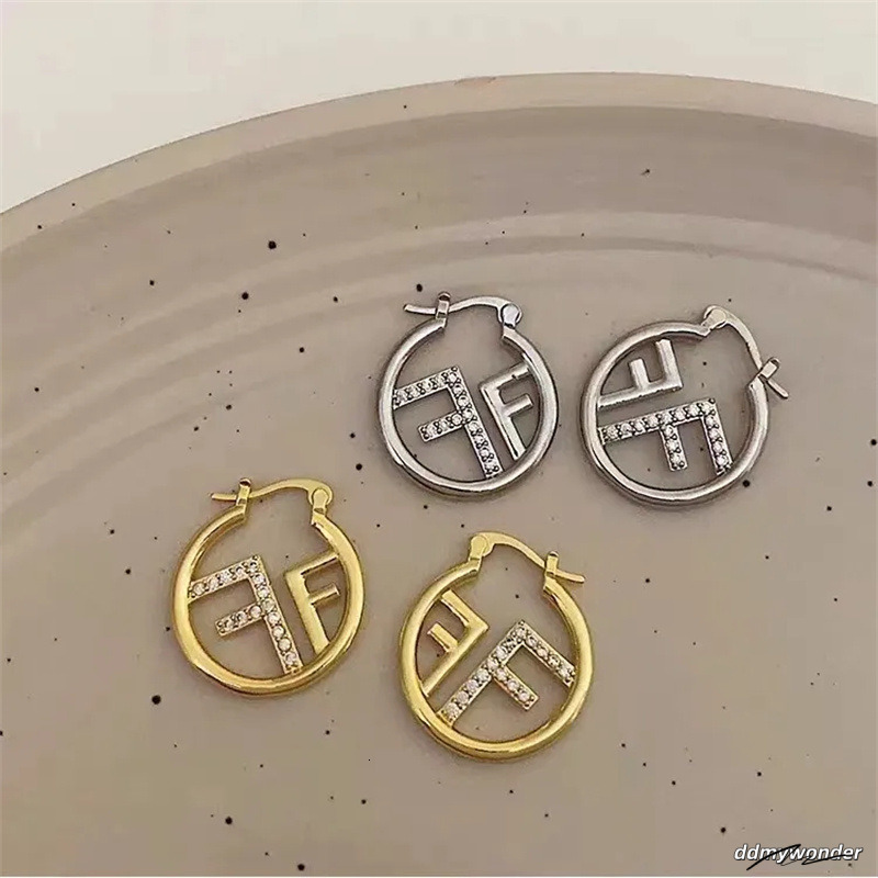 Designer Gold Plated Alphabet Letter Hollow Stud Earring Paved AAA Cubic Zirconia Dia Fashion High-End Jewelry Wholesales Drop Shipping