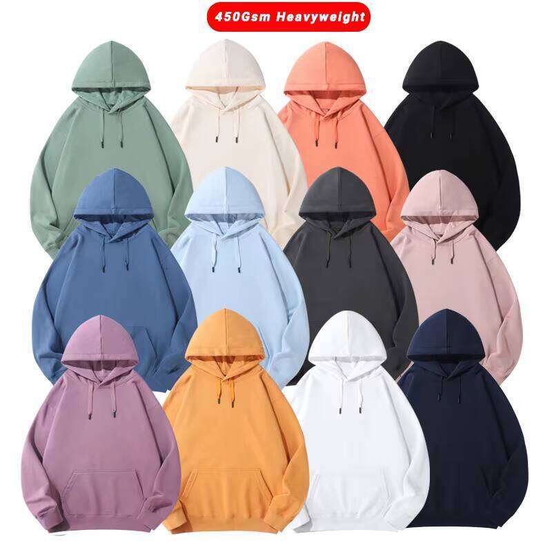 450 Gsm French Terry Cotton with Logo Print Embroidery Blank Men's Heavyweight Hoodie