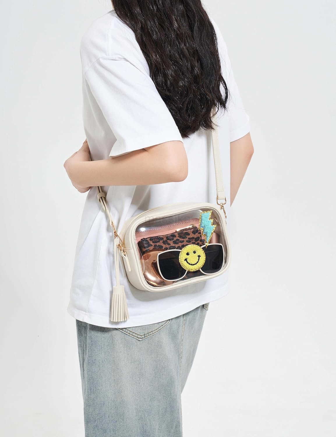 Clear Bag Stadium Approved PVC Transparent Crossbody Purse Small Clear Crossbody Bag with Adjustable Shoulder Strap M250910