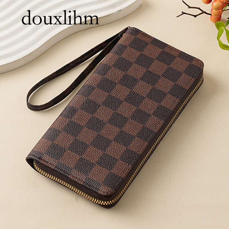 douxlihm Designer Creates A New Luxury Wallet Storage Space For Women, Minimalist Retro Canvas, Large Capacity Snap Zipper, Black Multi Card Slot, Cas
