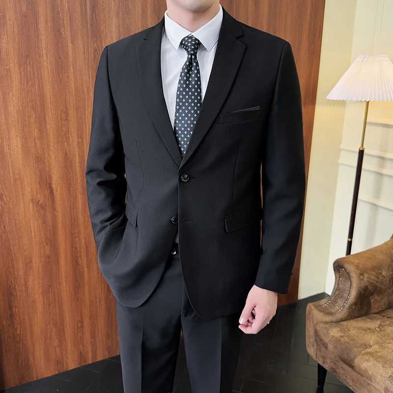 Suit Blazer Pants Fashion Men Solid color Business Wedding Work Casual Slim Professional Dress Groom Best Man Gentleman Suit W250910