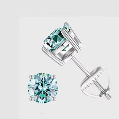 Wholesale 925 Silver Four Claw Inlaid Color Moissanite Earrings Ladies Screw Earplugs Simple Earrings