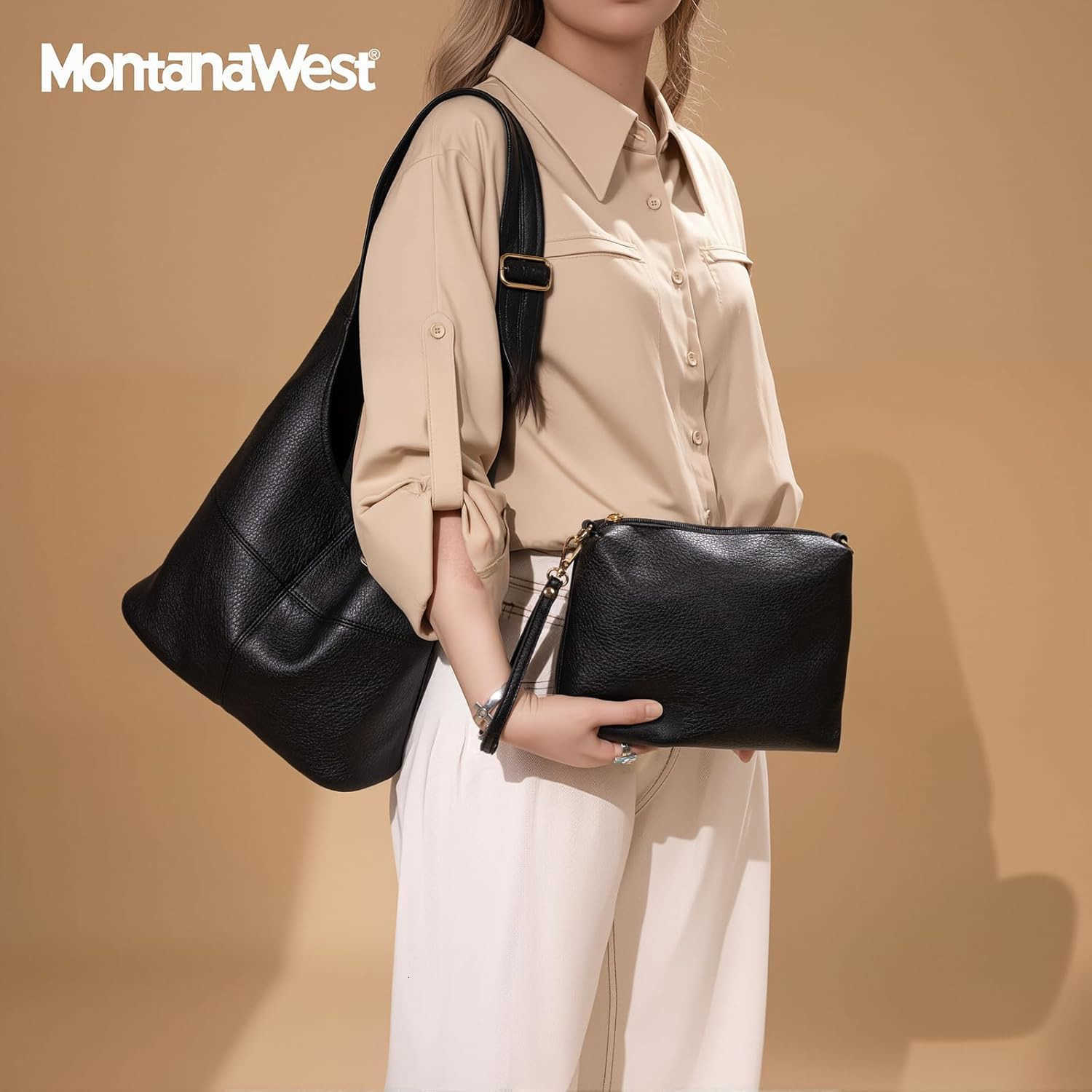 Hobo Bag Purse for Women Ultra Soft Foldable Shoulder Slouchy Handbags with Cosmetic bag M250910