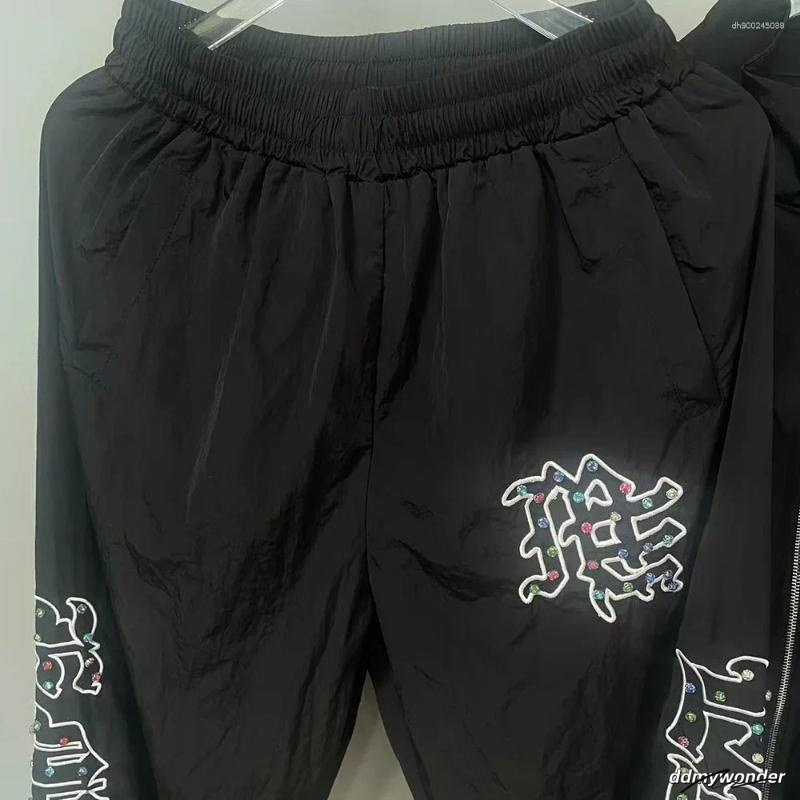 Men's Casual Sweatpants: Rhinestone Embellished, Baggy Fit, Drawstring Waist - Ideal For Streetwear And Sport ddmywonder ddmywonder ddmywonder