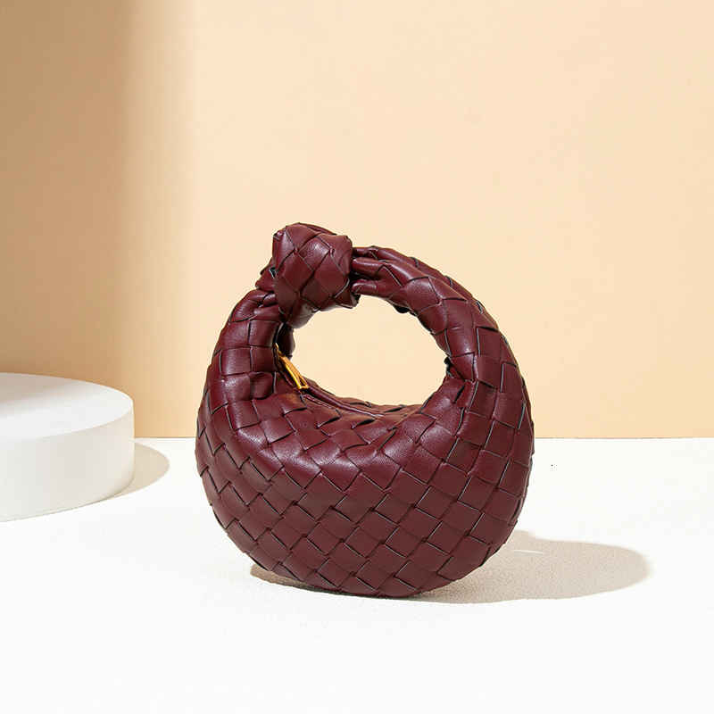 Woven Bag for Women, High-End Mini Handbag, Knotted Horn Bag, Handmade Plaid Handbag