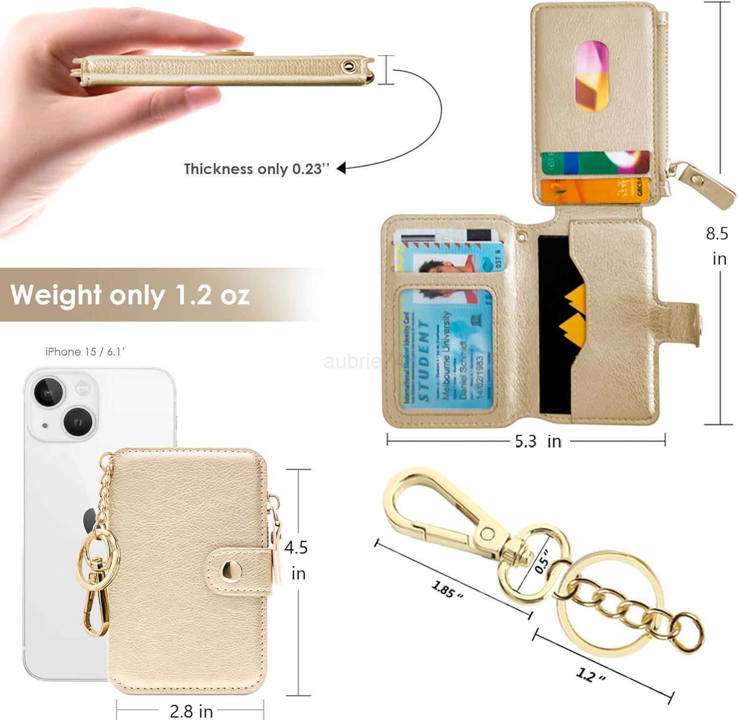 Keychain wallet Rfid Blocking CARD Holder Leather Zipper Card Case for WomenZ250910