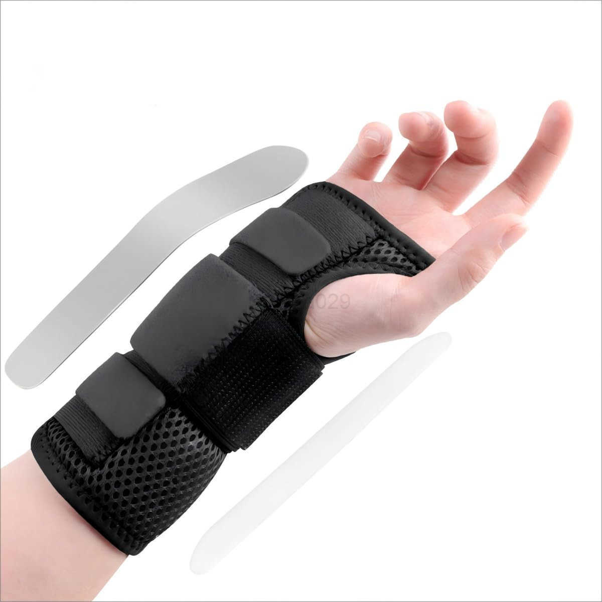 Wrist Brace Night Support with Splints Right Hand Hand Brace for Arthritis Tendonitis Sprain Injuries Wrist Pain Relief Adjustable and Breathable W250