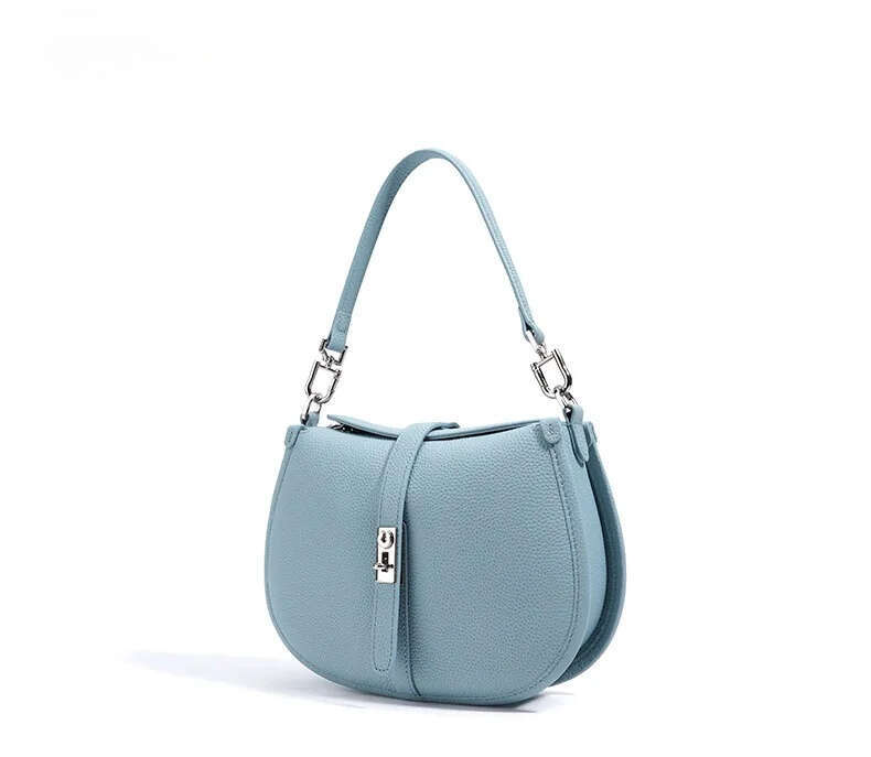Designer Shoulder Bag Simple Summer Flap Cover Blue Pink Color Real Cow Leather Women Messenger Daily Casual Hand Bag 2025 New
