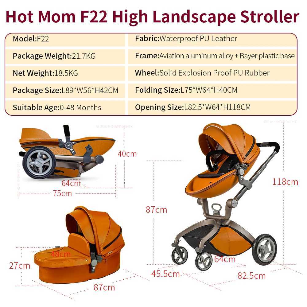 Hot Mom 2 in 1 Baby Pushchair Baby StrollerHigh Landscape Brown Stroller For Newborn BabyMultiple AccessoriesModel F22 W250910