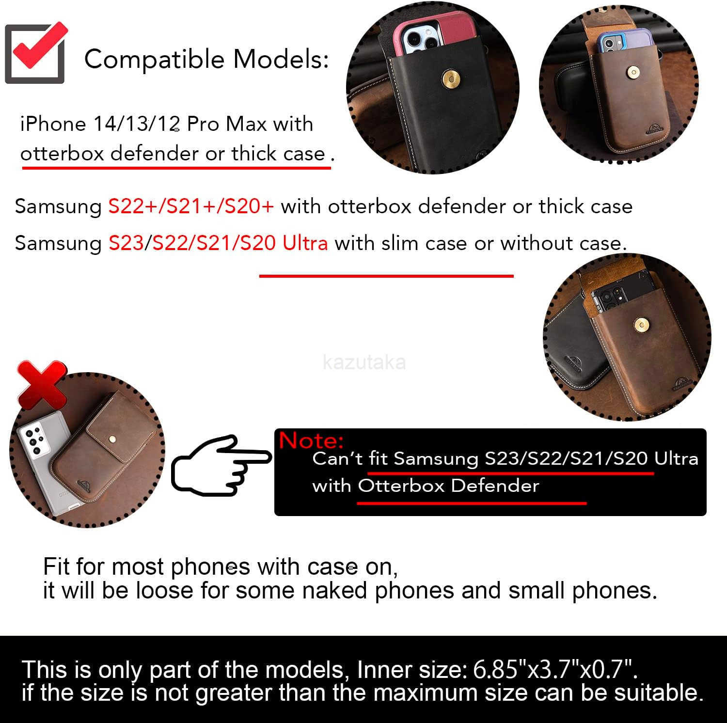 Leather Phone Holster for BeltFlip Cell Phone Case with Belt Clip for S22 UltraS22 PlusS22 Pouch for iPhone 1413 Pro Max Universal Smartphone Sheath Z