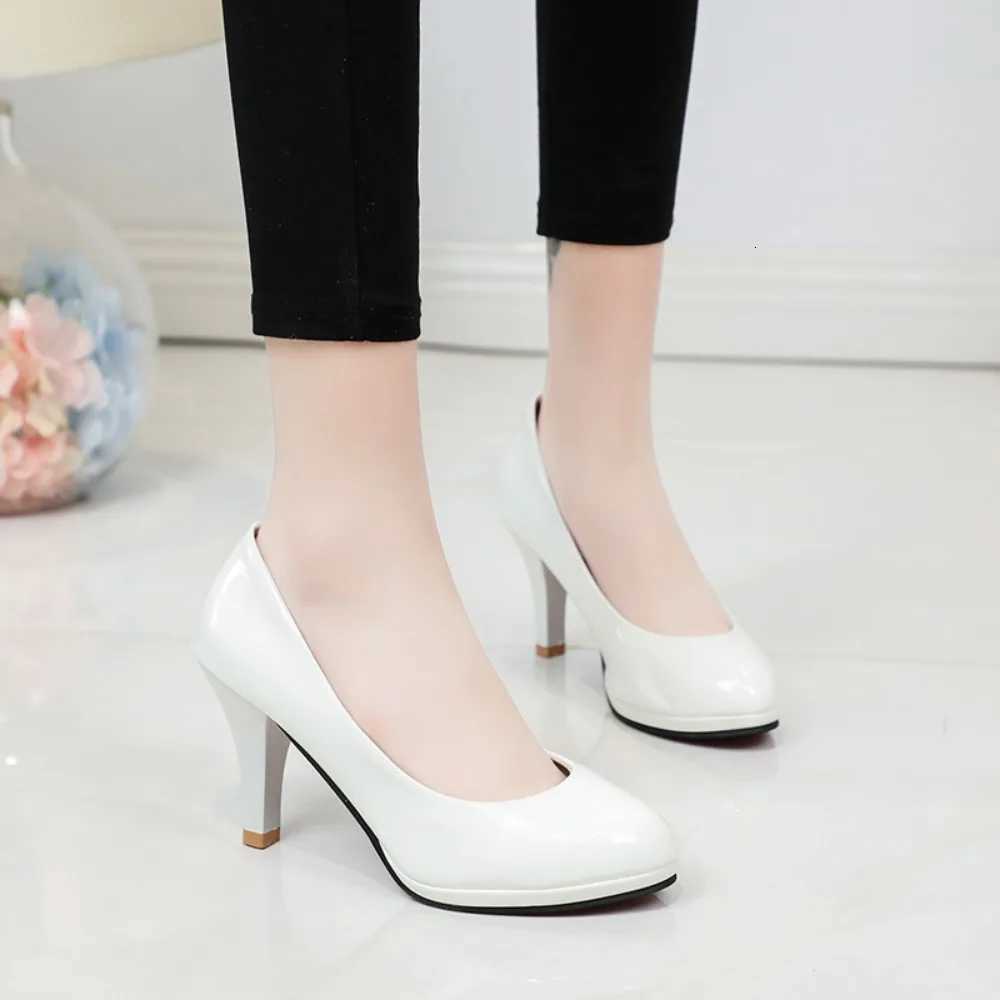 High Heels Shoes Women White Wedding Shoes Thick High Heels Fashion Party Pumps Footwear Black Red Big Size 3442 W250910