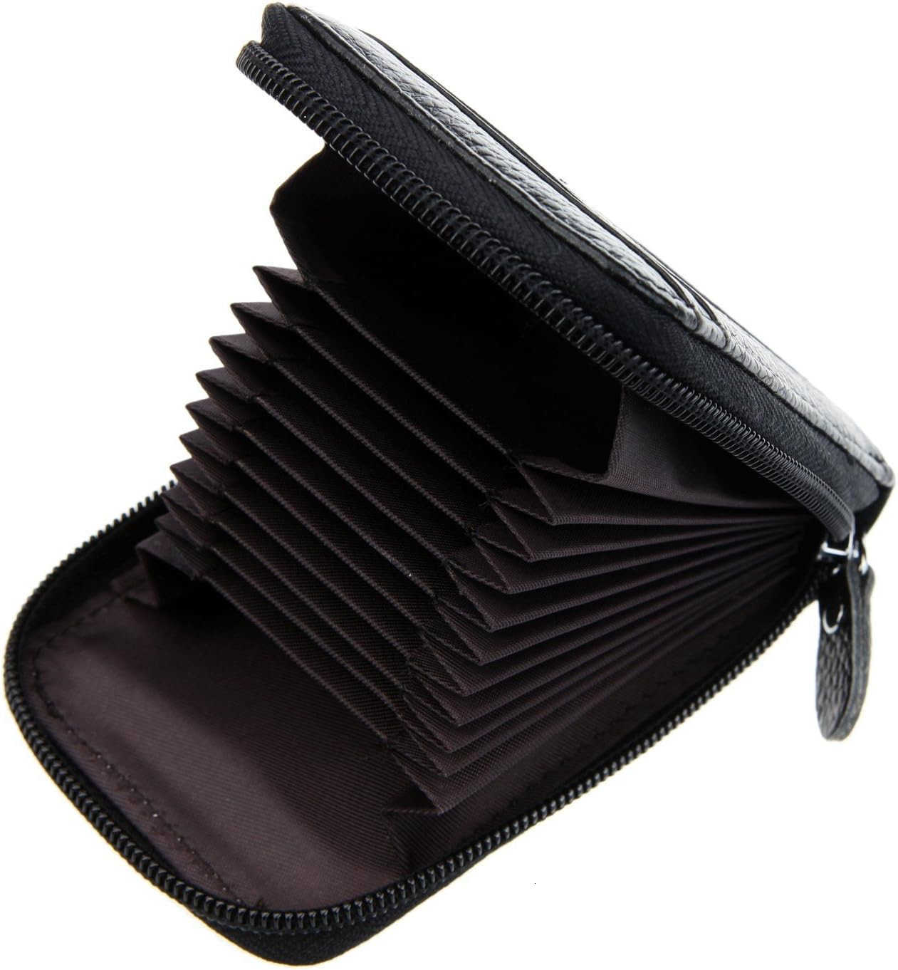 Blocking Genuine Leather Mini CARD Case Organizer Compact Wallet with ID Window BlackZ250910