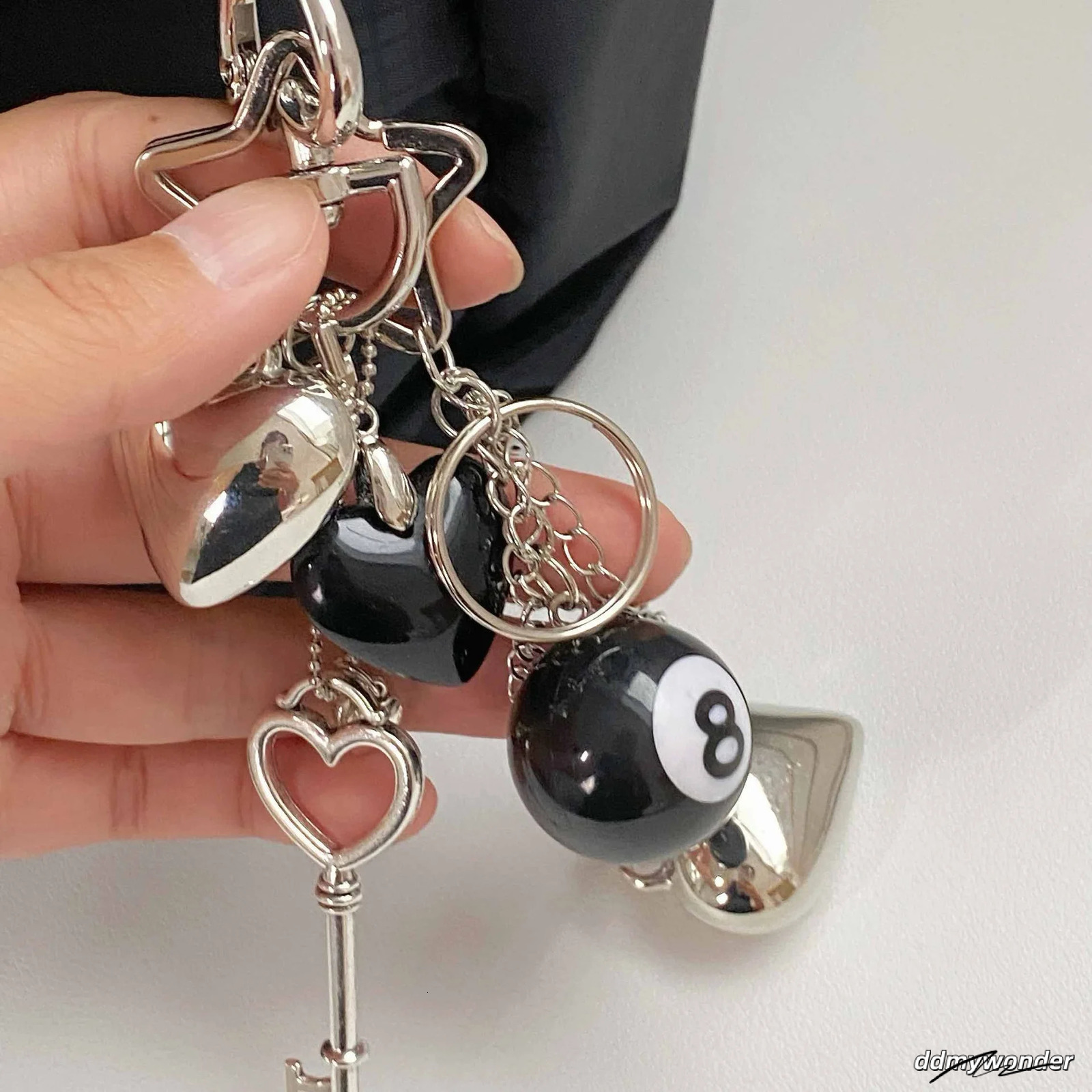 Phone Keychains: Metallic Star Heart Keychain - Cool Car Keychains Bags, Phones, Unique Pendant For Men, Women, Couples ddmywonder ddmywonder ddmywond