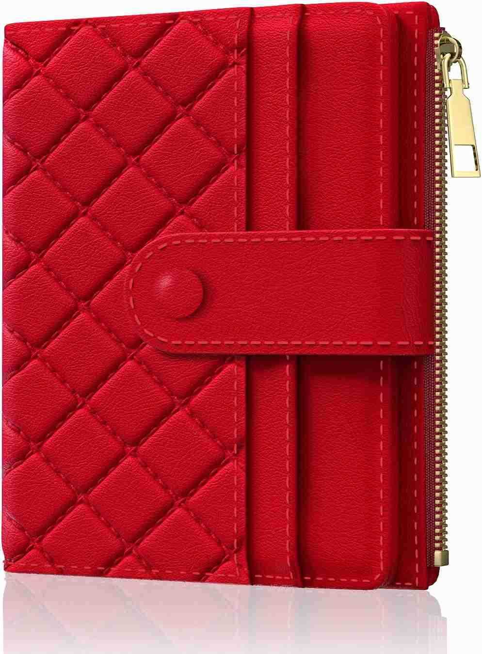 Womens Wallet RFID Small Slim Wallets for Women Compact CARD Holder Cute Leather Bifold Ladies Purse with Zipper Coin Pocket and ID Window RedZ250910