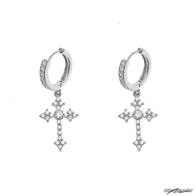 Korean Style Sparkling Exquisite Zircon Cross Light Niche High-End Micro-Inlaid Clips Earrings Internet Celebrity Ear Jewelry 250710 ddmywonder ddmywo
