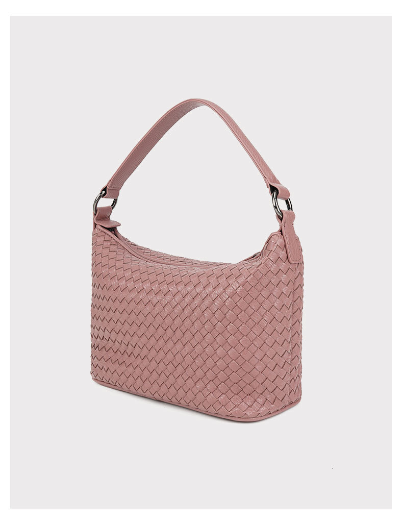 Free Shipping Luxury Designer Woven Bag for Women Fashion Pink Pu Leather Underarm Shoulder Bag