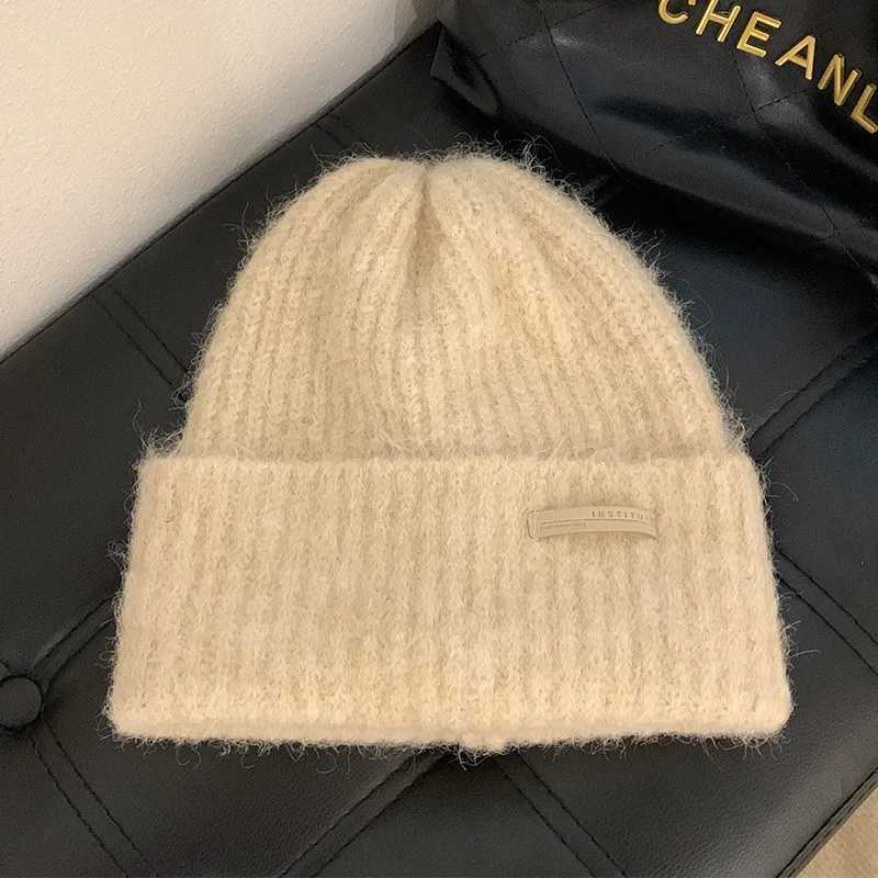 Wool Knitted Beanie Winter Warm Ear Fl C for Couple Oversized Slouchy Gray Unisex Thermal Cold WeatherXJ250910
