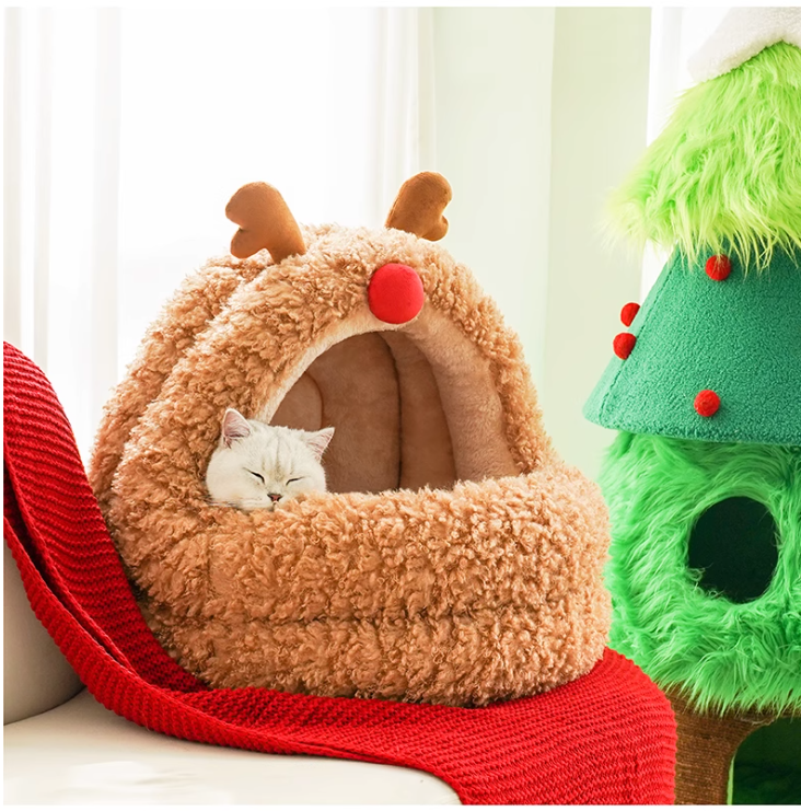 Chic Large-Sized Enclosure Bedding For Cats And Dogs - Durable Elm Fabric