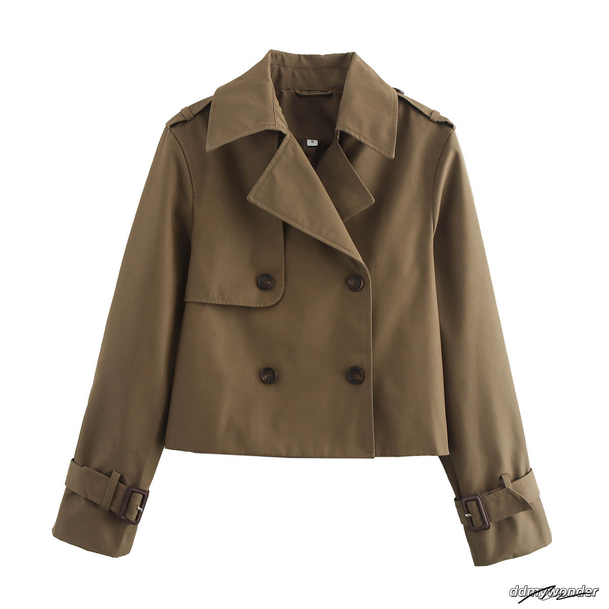 Spring Autumn Simple Short Trench Coat For Women High-End Korean Style Double Breasted Lace-Up Windbreaker Jackets 240202 ddmywonder ddmywonder