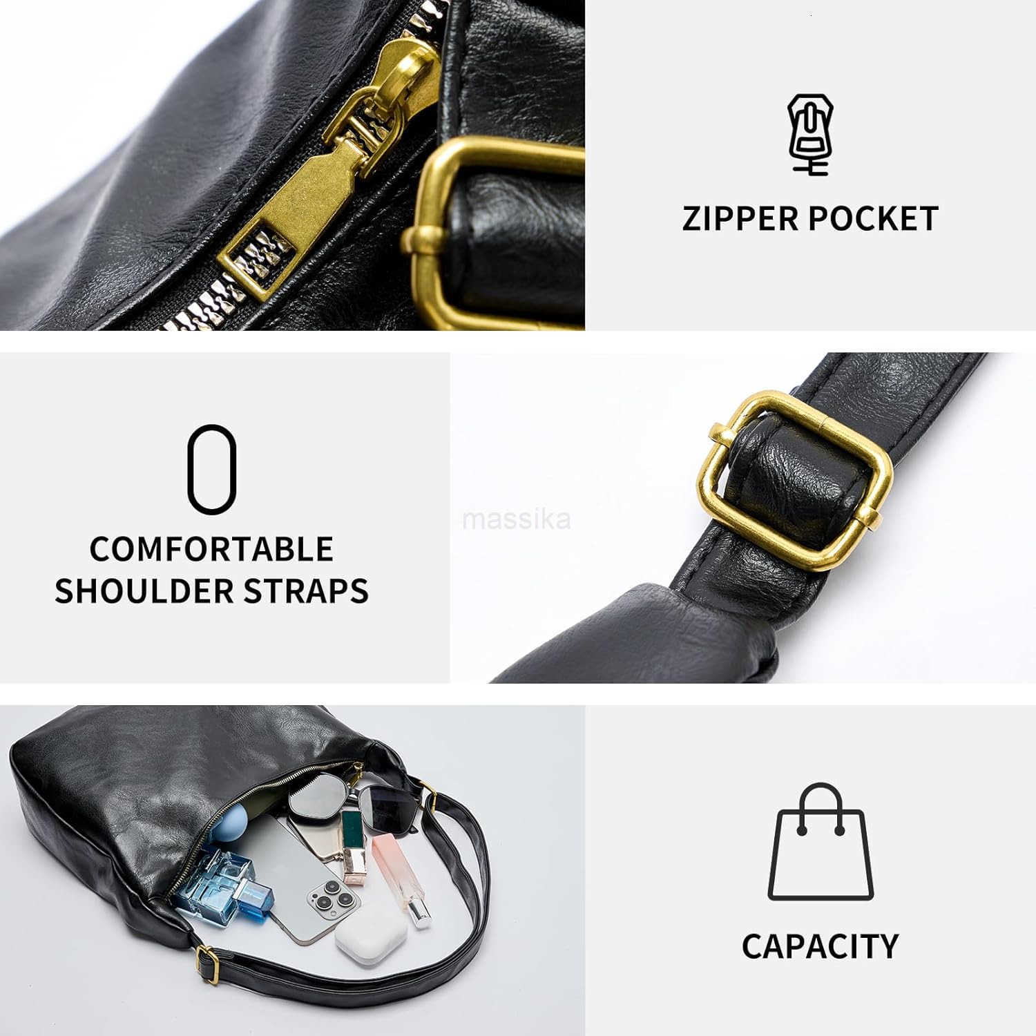 Hobo Bag for Women Ultra Soft Foldable Vegan Leather Shoulder Handbag Stylish Slouchy Tote Purses M250910