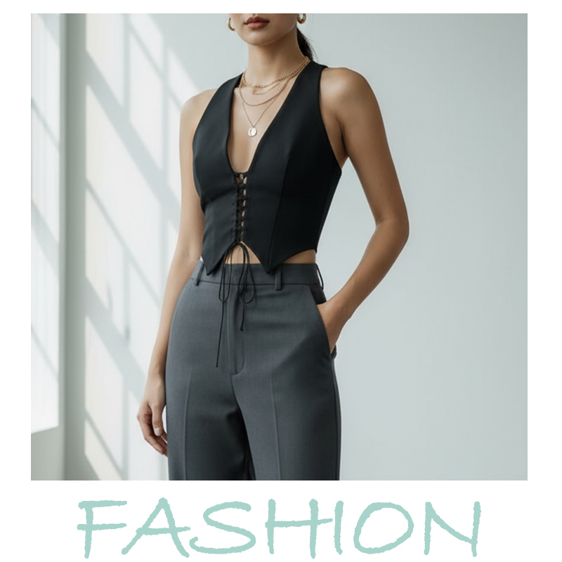 Women's Tanks Women's Black Deep V Neck Lace - Up Corset Crop Top, Sleeveless Trendy Party Clubwear