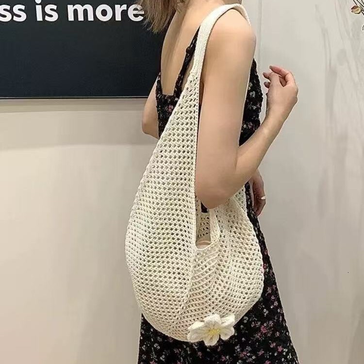 Luxury Bag Free Shipping Designer Bag Original High Quality Woven Bag For Women New Knitted Hollow Single Shoulder Lazy Style Beach Vacation Bag