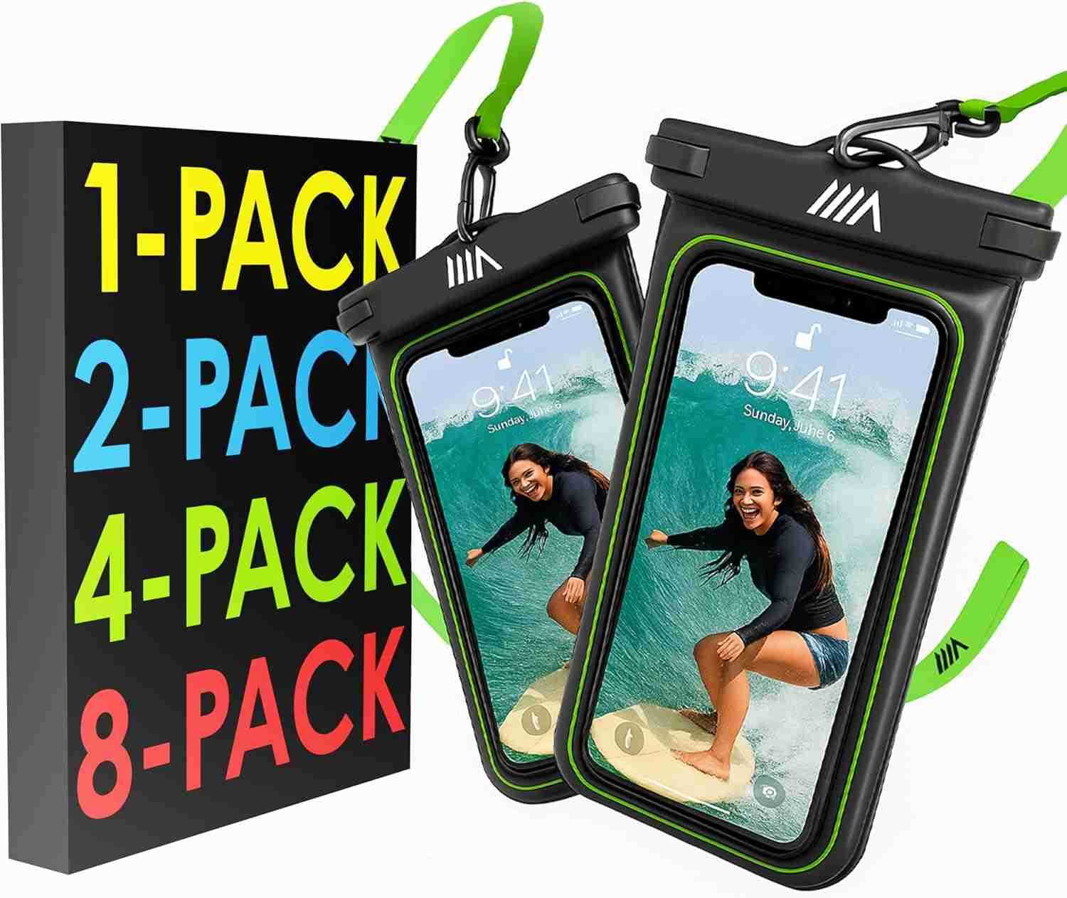 2025 Upgraded 2 Pack Black IP68 Waterproof Phone Pouch Floating Design No Sink Waterproof Phone Case Beach Pool Travel Essentials Works wAll Phones De