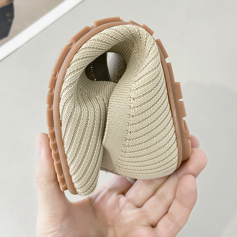 Designer single shoe women's flat shoes autumn new soft sole square toe shallow breathable slip on knitted grandma shoes women's casual shoe