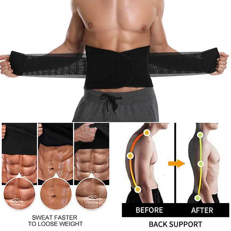 Mens Waist Neoprene Tummy Control Compression Slimming Workout Sweat Belt and Lumbar Support Body Shaper W250910