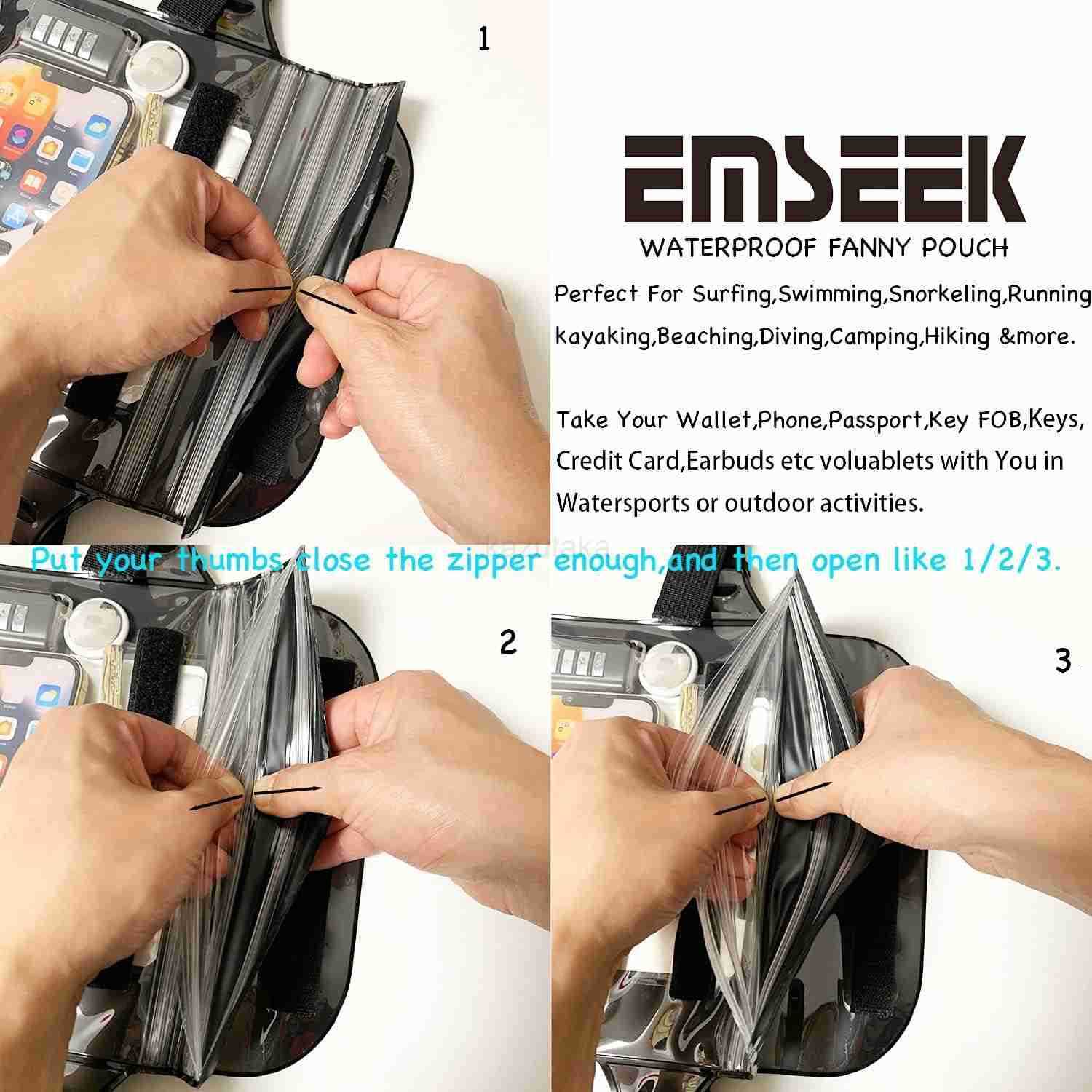 Waterproof Waist Pouch Dry Belt Bag Fanny Pack Keep Your Key Fob Wallet Kindle Phone Dry Perfect For Swim Surf SnorkelBlack Z250910