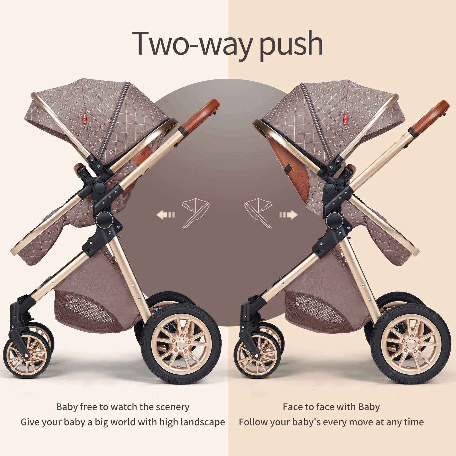 3 In 1 Luxury Pram High Landscape Baby Stroller Folding Pushchair Vista Stroller With Reversible Stroller Seat W250910