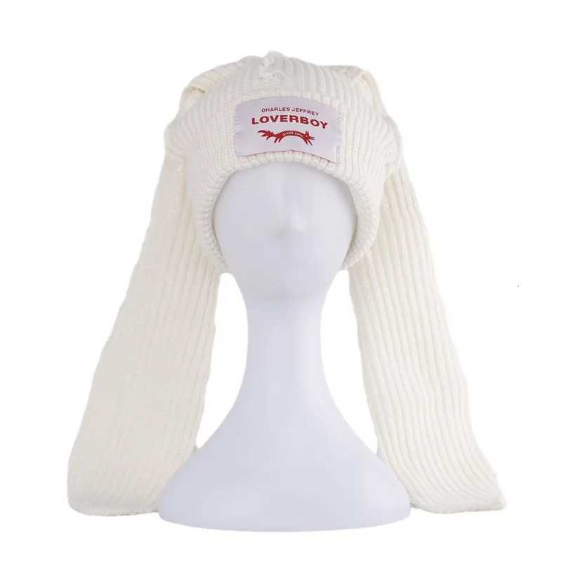 HandmadeLong rabbit Ear Wool Hat To Keep Warm in Autumn and Winter Korean Solid Color Long Ear Knitted HatXJ250910