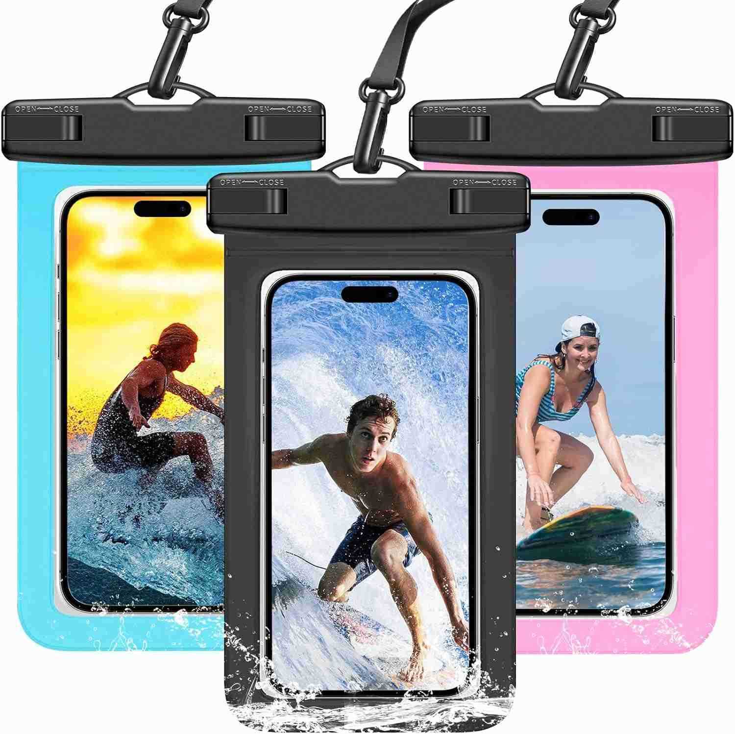 3 Pack Waterproof Phone Pouch IPX8 Universal Waterproof Case Dry Bag Phone Protector for iPhone 15 14 13 12 11 Pro Max Plus XS XR X 8 S23 S22 S21 S20 