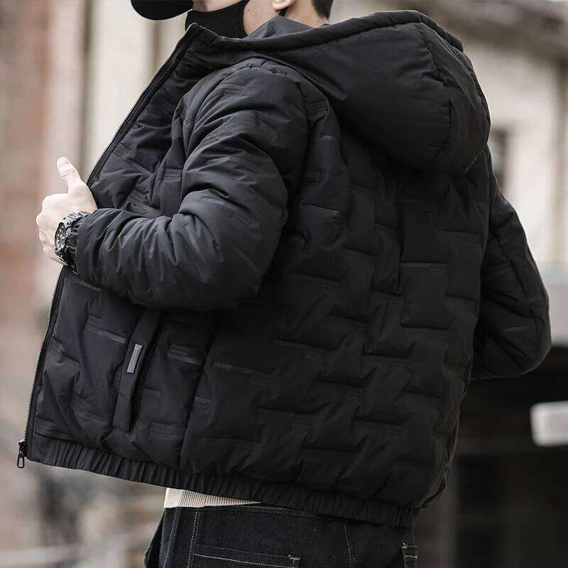 Autumn and winter men's hooded warm casual simple Korean version slim fit thick cotton jacket youth versati